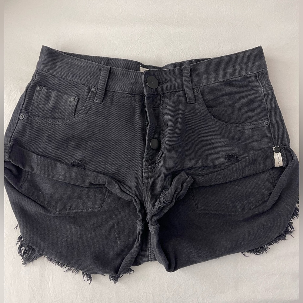 One Teaspoon black denim shorts